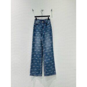 MiuMiu Jacquard Letter Straight-Leg Jeans